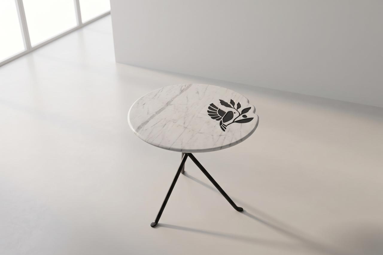 Shadowy Round Table Tablaura — Handcrafted Marble Tables